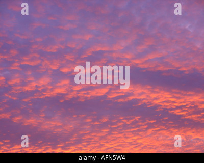 Remplissage du châssis et les formations de nuages rouge pourpre au crépuscule Banque D'Images