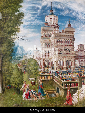 'Fine Arts,,, Albrecht, (1480 - 1538), peinture, 'Susanna dans la baignoire et la lapidation des anciens", 1526, huile sur pa Banque D'Images