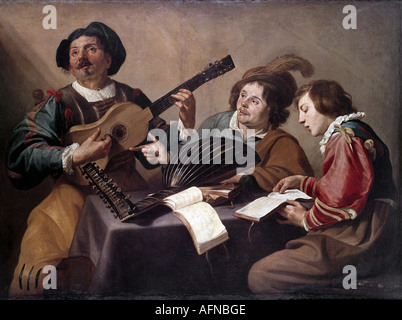 'Fine Arts, Theodoor Rombouts, (2.7.1597 - 14.9.1637), peinture, "groupe de musiciens", château château de Schleissheim, Bayerische Staatsg Banque D'Images