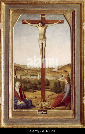 'Fine Arts, Antonello da Messina, (vers 1430 - 1479), peinture, 'Crucifixion', 1475, panneau, 42 cm x 25,5 cm, Musée des beaux-arts Banque D'Images