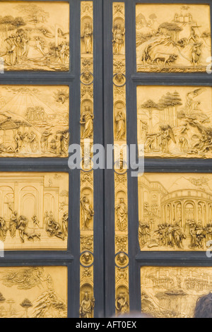 Les portes du paradis : Lorenzo Ghiberti, chef d'œuvre de la Renaissance, porte baptistère' Banque D'Images