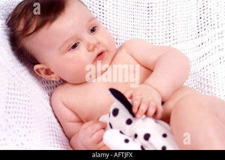 Bébé (12-15mois) holding toy Banque D'Images