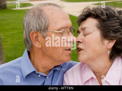 Senior couple smiling, portrait Banque D'Images