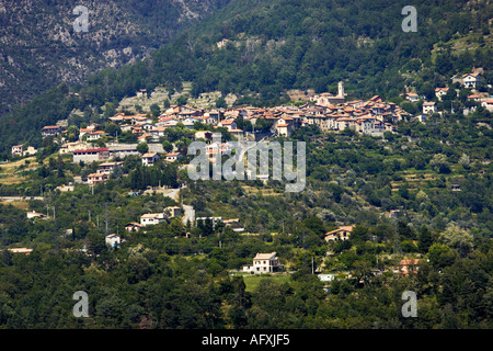 Vue aérienne de clans de la vallée de la Tinee Alpes Maritimes France Banque D'Images