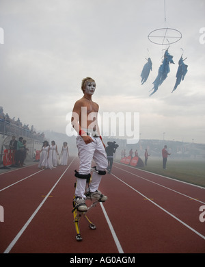 Artiste de rue au complexe sportif pour les performances, Reykjavik, Islande Banque D'Images