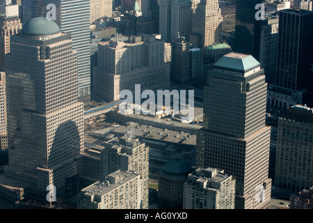 Vue aérienne de ground zero liberty plaza prises depuis des hélicoptères sur le port de new york new york city new york USA Banque D'Images