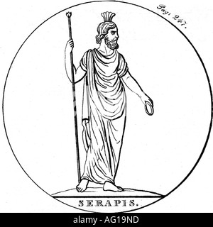 Sérapis, dieu égyptien, pleine longueur, gravure, 19e siècle, l'Egypte, la religion, antiquité, antiquité, mythologie, , n'a pas d'auteur de l'artiste pour être effacé Banque D'Images