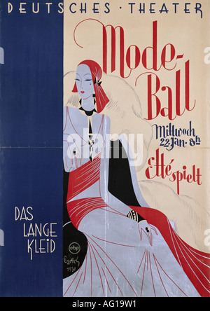 Festivité, balles et fêtes, Deutsches Theatre, 'mode - ball', Munich, 1930, affiche, Banque D'Images