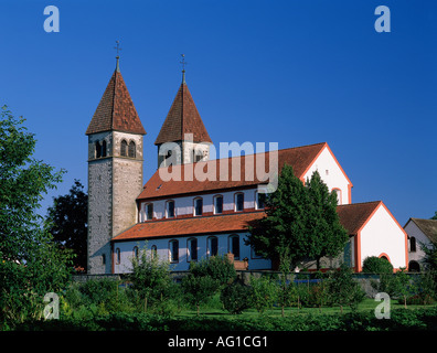 Géographie / voyage, Allemagne, Bade-Wurtemberg, île de Reichenau, Niederzell, églises, Saint Pierre et Paul, vue extérieure, construite 11ème et 12ème siècle, Additional-Rights Clearance-Info-Not-Available- Banque D'Images