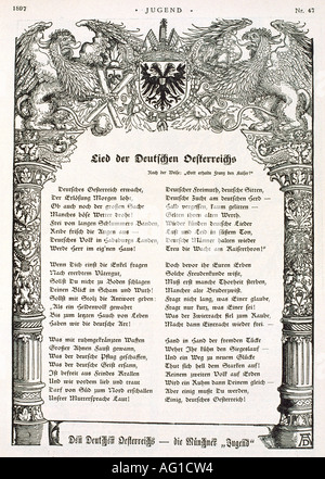 Presse/médias, magazines, 'Jugend', Munich et Leipzig, 2. Volume, numéro 47, 1897, 'Lied der Deutschen Österreichs', , Banque D'Images