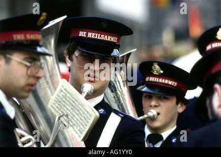 Religion, christianisme, Armée du Salut, groupe de laiton, Allemagne, 1980, 80, uniforme, musique, musiciens, méthodistes, , Banque D'Images