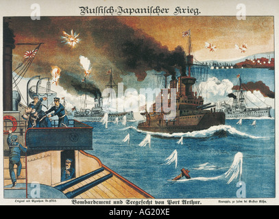 Événements, guerre russo-japonaise 1904 - 1905, Port Arthur, action navale, 9.2.1904, gravure, Russie, Japon, Mandchourie, Asie, XXe siècle, Russo Japonais, marine, historique, historique, peuple, 1900, Banque D'Images