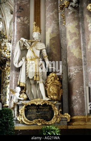 Louis IV 'le bavarois', 1282 - 11.10.1347, empereur romain Saint 17.1.1328 - 11.10.1347, statue de Rudolf Anton Boos, église du couvent Santa Maria, Fürstenfeldbruck, Haute-Bavière, Wittelsbach, , Banque D'Images