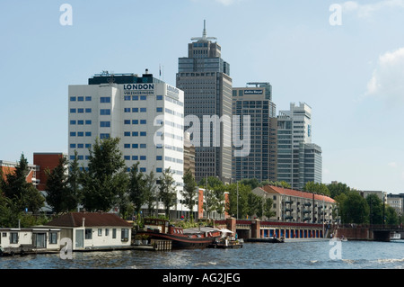 Les bureaux de district d'assurance delta lloyd de Londres et verzerkeringen rivière Amstel Amsterdam Pays-Bas europe Banque D'Images