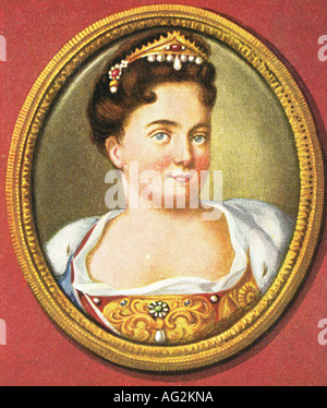 Catherine I. Alexeyevna, 15.4.1684 - 6.5.1727, impératrice de Russie 25.1.1725 - 6.5.1727, portrait, imprimé après miniature, XVIIIe siècle, Banque D'Images