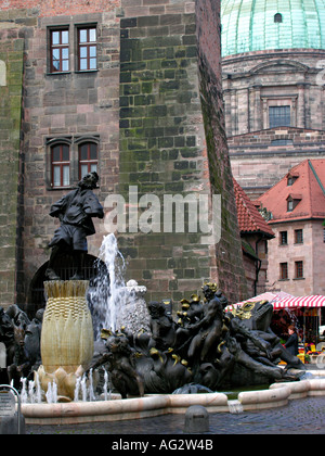 Nuremberg Allemagne Mariage Ehekarussell Fontaine Fontaine merry go round créé à partir de Jürgen Weber et Tour Blanche Nürnberg Weiß Banque D'Images