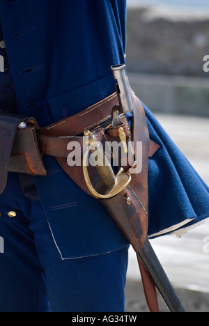 Reenactor en uniforme militaire espagnol du 18e siècle Banque D'Images