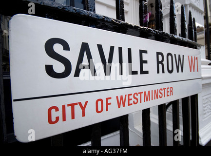 Plaque de rue Savile Row London England Banque D'Images