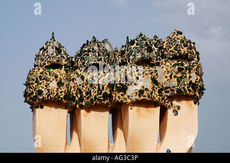 Détails sur le toit de la Pedrera Casa Mila Barcelone Espagne Europe Banque D'Images