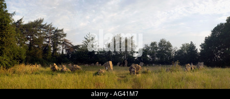 Vue panoramique de l'ancien cercle de pierres Rollright Stones près de Great Rollright Oxfordshire England Banque D'Images