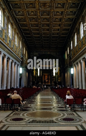 Plafond à caissons en bois d'intérieur Basilique Santa Maria Maggiore Banque D'Images