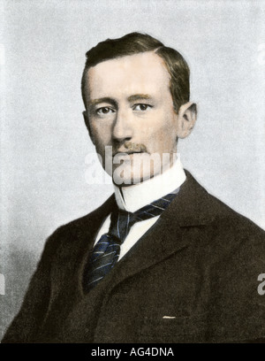 Portrait de Guglielmo Marconi. La main, d'une photographie de demi-teinte Banque D'Images