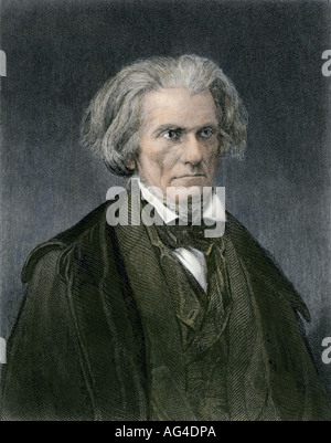 John C. Calhoun promoteur de l'esclavage et de membres de l'homme. À la main, gravure sur acier Banque D'Images