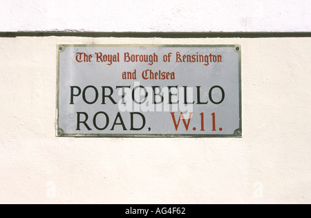 Plaque de rue pour marché de Portobello Road à Londres Banque D'Images