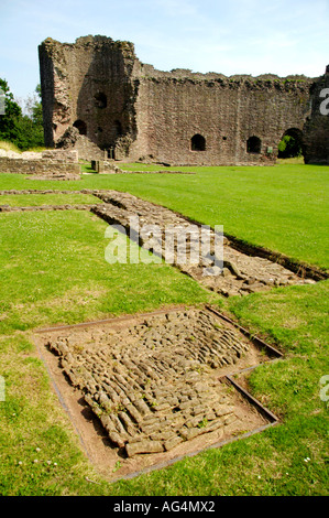 Voir l'intérieur du quartier de Château Blanc à l'origine une motte Norman Bailey et la pierre date de 1184 Monmouthshire au Pays de Galles UK Banque D'Images