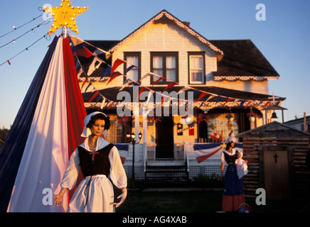 Un modèle composé de ressembler à l'Évangéline Henry Wordsworth héroïne au cours de la du festival acadien de Caraquet, Nouveau-Brunswick Banque D'Images