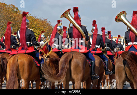 Cavalerie de la garde républicaine afficher Chateau France Banque D'Images