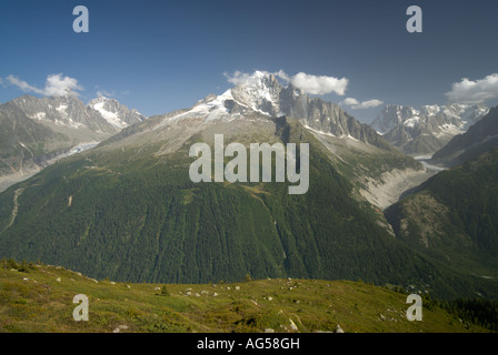 Vue du Brévent, Des Grands Montets, Chamonix Mont Blanc, France Banque D'Images