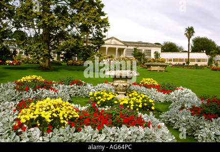 Exmouth Devon Bicton Park Gardens l'Orangerie et de fleurs Banque D'Images