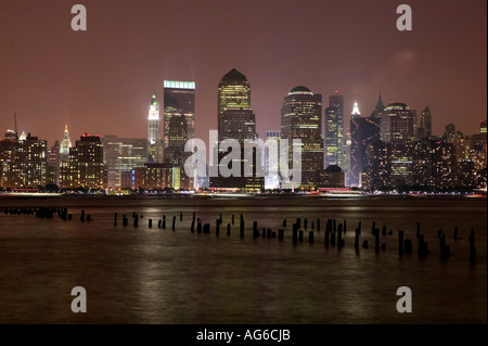 Vue sur le centre-ville de Manhattan à New York City USA vu de New Jersey 2006 Banque D'Images