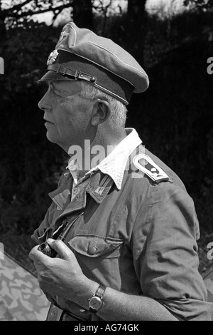 Le portrait d'une époque WW2 infanterie de l'armée allemande le sergent en Normandie France 1944 Banque D'Images