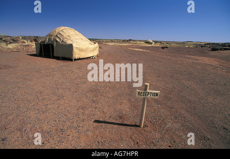 La réception près d'Agadez au Niger de camping Banque D'Images