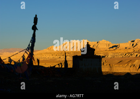 L'ancien monastère de Tholing extérieur scène ruiné dans Zanda, Ngari, Tibet Banque D'Images