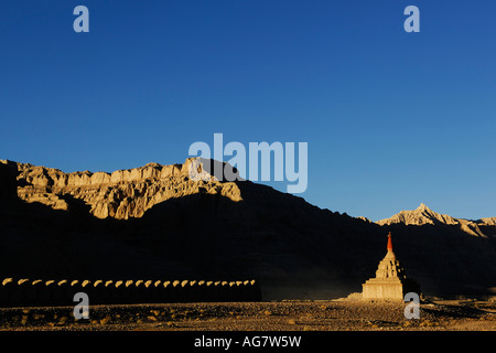 L'ancien monastère de Tholing extérieur scène ruiné dans Zanda, Ngari, Tibet Banque D'Images