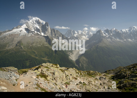 Vue du Brévent, Des Grands Montets et la Mer de Glace, Chamonix Mont Blanc, France Banque D'Images