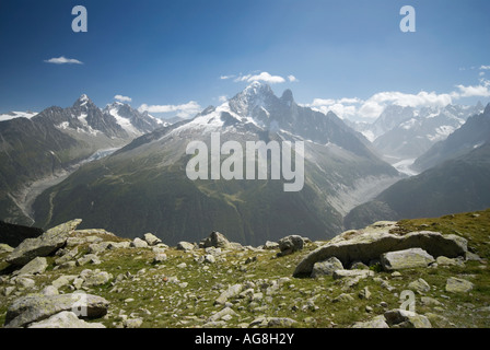 De l'avis d'été du glacier des Grands Montets Banque D'Images