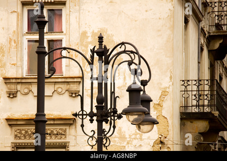 Les lampadaires en fer forgé à Cracovie Cracovie Pologne Banque D'Images