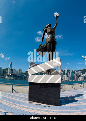 Le Hong Kong Film Awards statue, l'Avenue of Stars, Tsim Sha Tsui, Kowloon, Hong Kong, Chine, Asie Banque D'Images