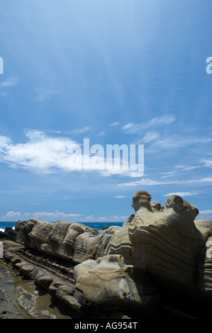 Rock formations sur un paysage à Siao Yeliou, Taiwan Banque D'Images
