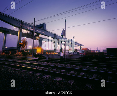 Terminal à conteneurs de fer, Rotterdam, Pays-Bas Banque D'Images