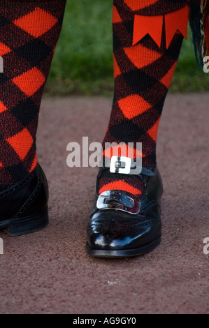 Détails de la chaussures portées par un officier du Régiment royal de l'Ecosse. Banque D'Images