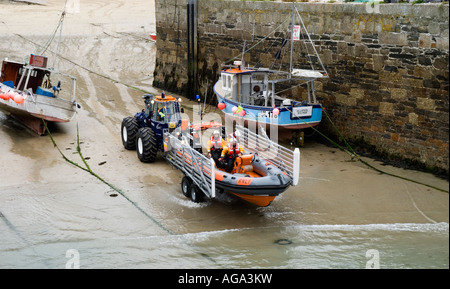 Lancement de l'embarcation de Newquay Cornwall England Banque D'Images