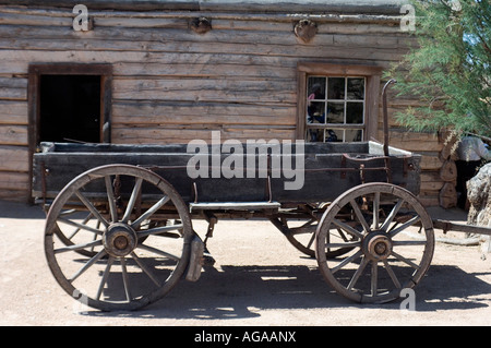 Buckboard Wagon au Rancho de las Golondrinas une ferme près de colonial espagnol Santa Fe NM. Photographie numérique Banque D'Images