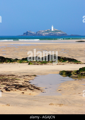 Phare de Godrevy Gwithian Towans beach Banque D'Images