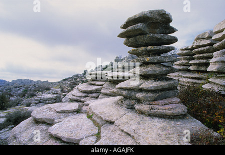 Des formations de roche calcaire érodé inhabituelle à El Torcal Parc Aquatique Espagne Banque D'Images