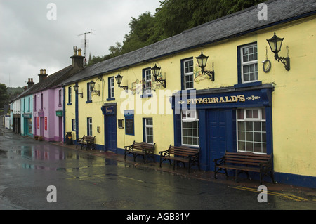 La rue principale dans le village d'Avoca, comté de Wicklow, Irlande avec Fitzgerald's bar public au premier plan. Banque D'Images